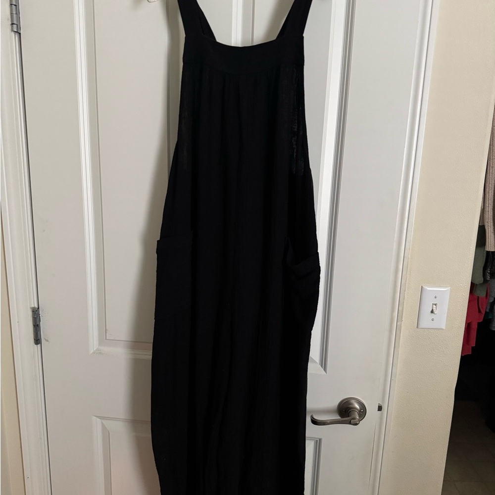 Black gauze material jumpsuit